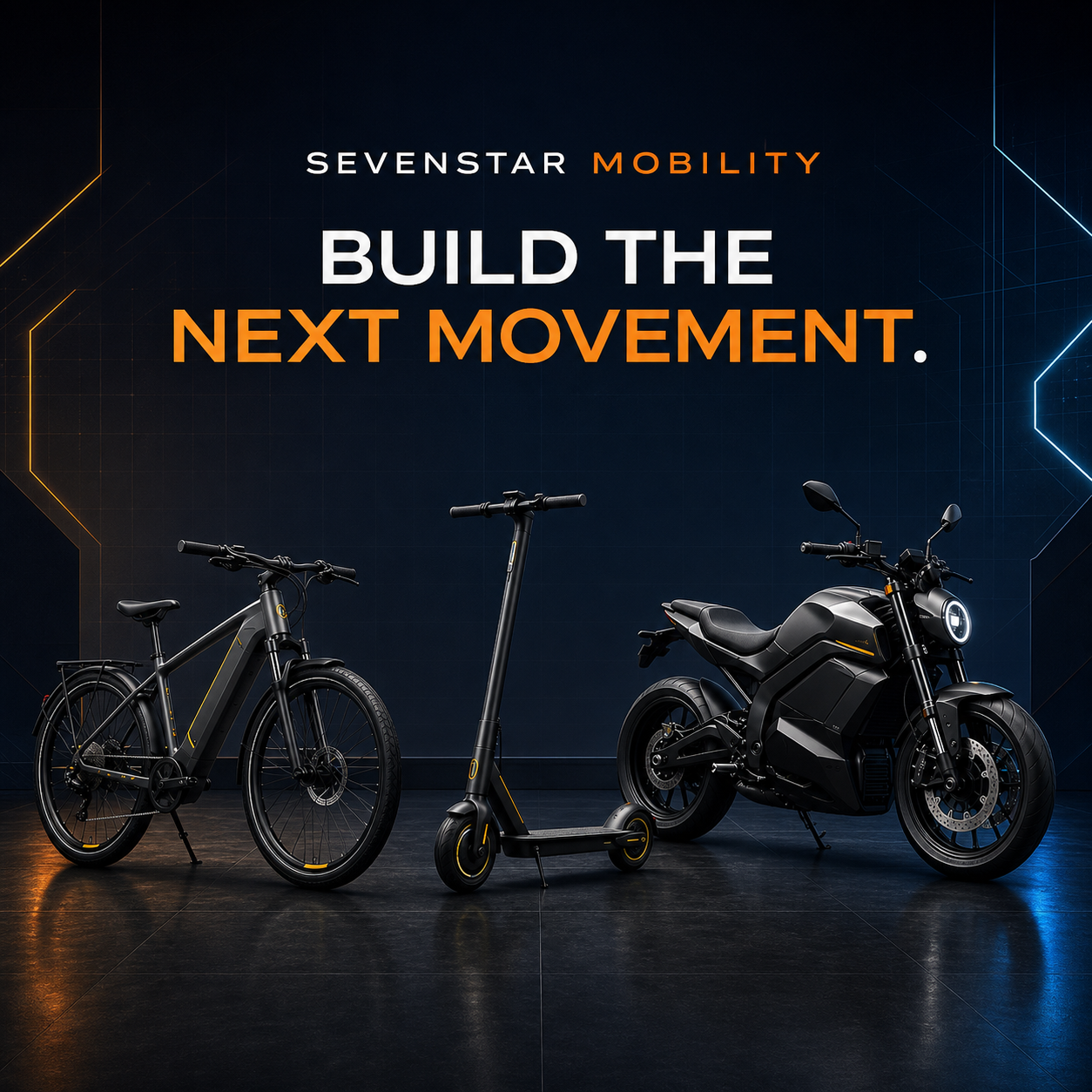 Sevenstar electric bicycle, standing scooter and electric motorcycle